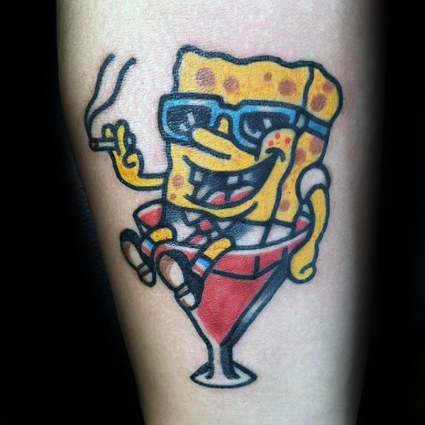 50 SpongeBob Tattoo-Designs für Männer - Cartoon-Tinte Ideen  