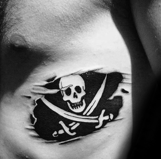 40 Piraten Flagge Tattoo-Designs für Männer - Jolly Roger Ink Ideen  