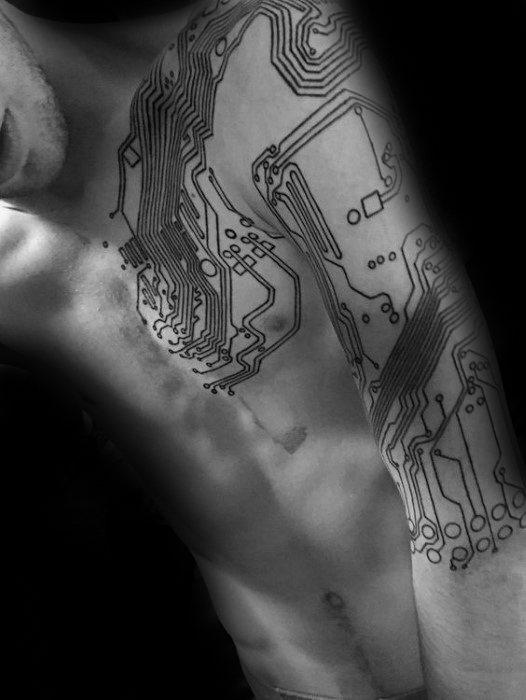 50 Computer Tattoo Designs für Männer - Technologie Tinte Ideen  