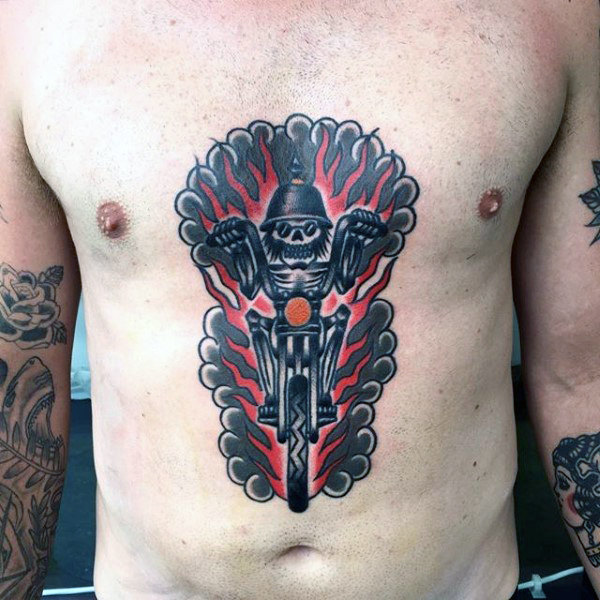 70 Biker Tattoos für Männer - Manly Motorrad Ink Design-Ideen  