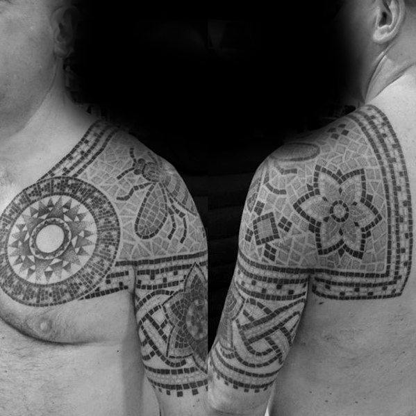 50 Mosaik Tattoo Designs für Männer - dekorative Tinte Ideen  
