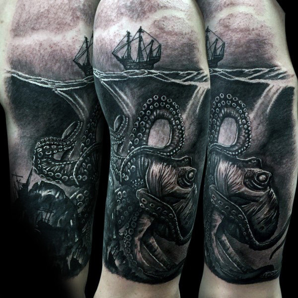 100 Kraken Tattoo Designs für Männer - Sea Monster Ink Ideen  