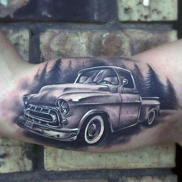 60 Truck Tattoos für Männer - Vintage und Big Rig Ink Design-Ideen  