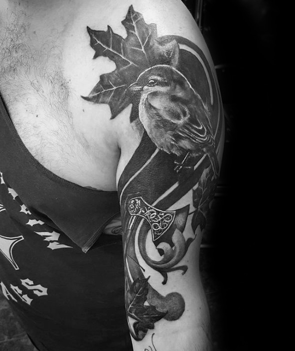 60 Axt Tattoo Designs für Männer - Holzschnitzel Tinte Ideen  