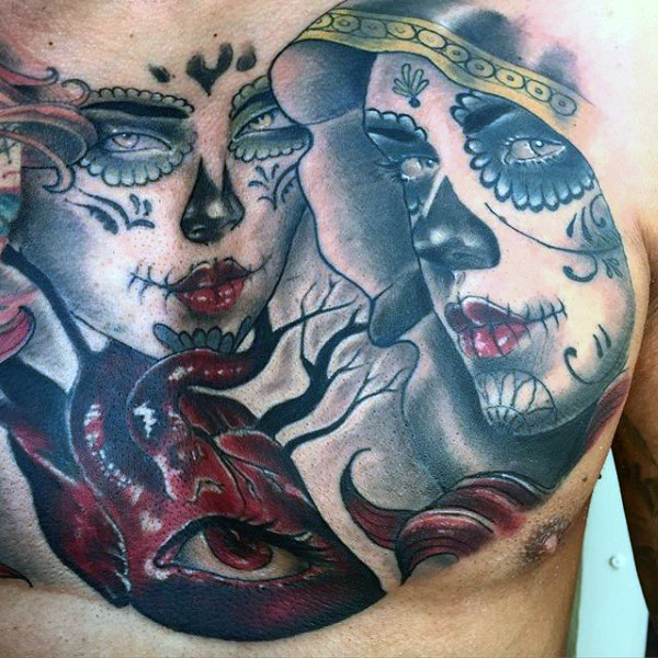 70 Tag der Toten Tattoos für Männer - mexikanische Urlaub Designs  