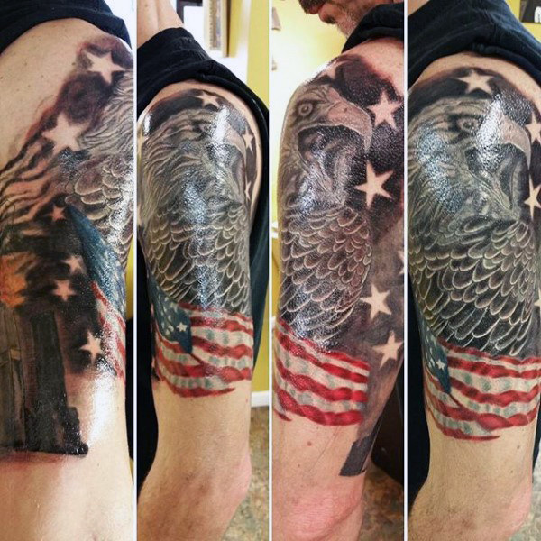 90 patriotische Tattoos für Männer - nationalistische Pride Design-Ideen  