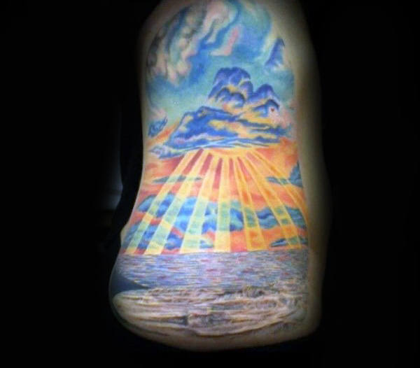 90 Sonnenuntergang Tattoos für Männer - Fading Daylight Sky Designs  