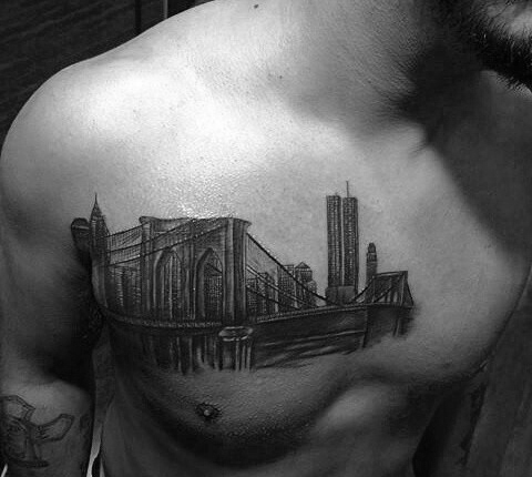 60 New York Skyline Tattoo Designs für Männer - Big Apple Ink Ideen  