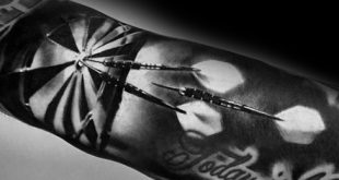 40 Dart Tattoos für Männer - Dartscheibe Design-Ideen  