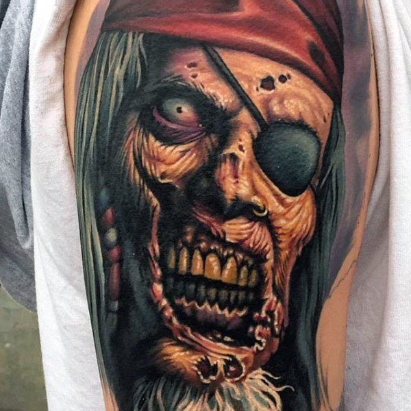 90 Zombie Tattoos für Männer - Maskulin Walking Dead Designs  
