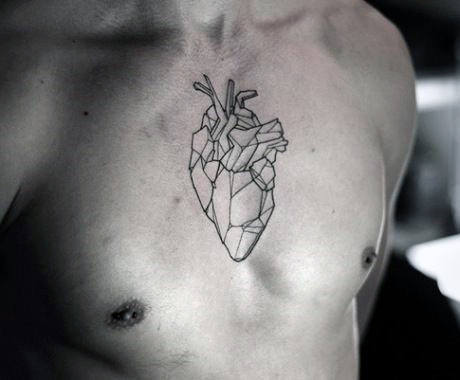 50 geometrische Herz Tattoo Designs für Männer - symmetrische Ideen  