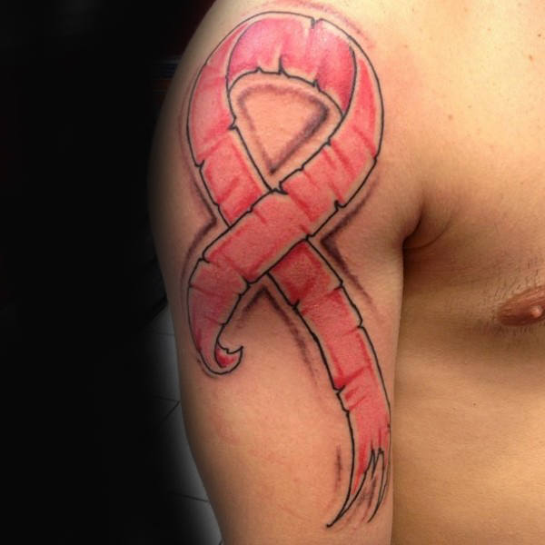 70 Cancer Ribbon Tattoos für Männer - unterstützende Design-Ideen  