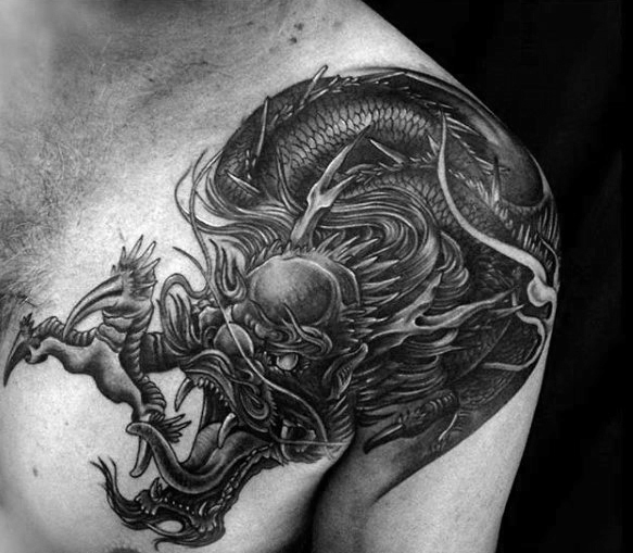 40 Drachen Schulter Tattoo Designs für Männer - Manly Ink Ideen  