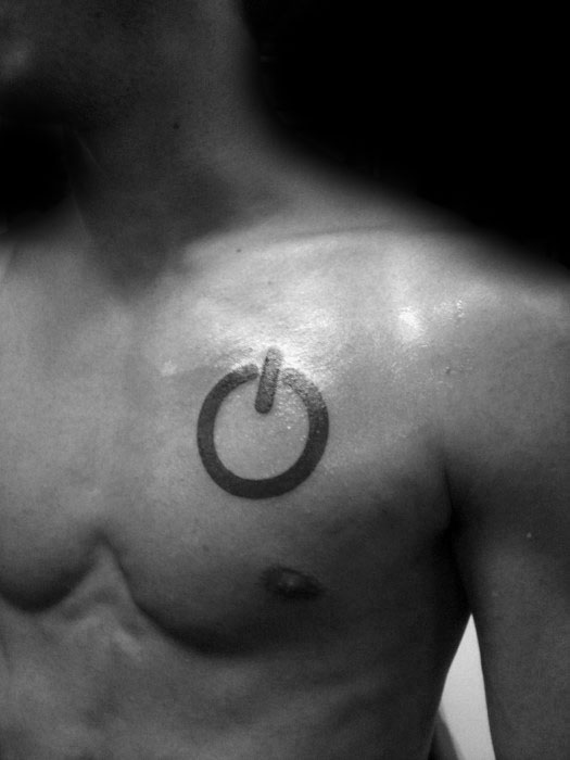 20 Power Symbol Tattoo Designs für Männer - Computer-Taste Ideen  