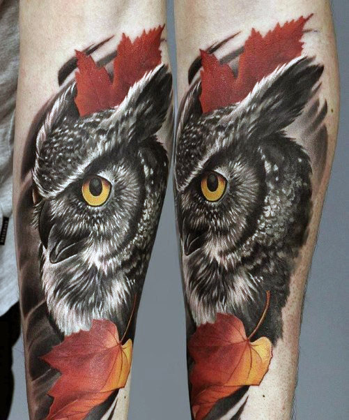 40 realistische Eule Tattoo Designs für Männer - nächtliche Vogel Ideen  