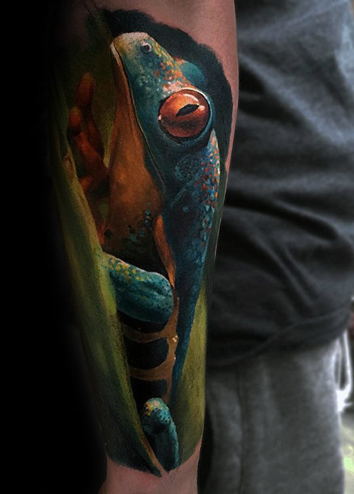 90 Frosch Tattoos für Männer - Amphibien Design-Ideen  