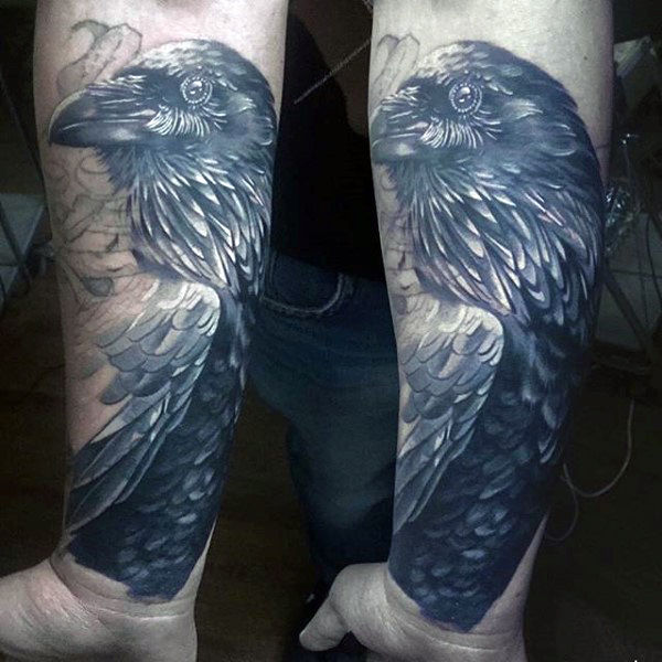 100 Raven Tattoo Designs für Männer - Scavenge Sooty Bird Ink  