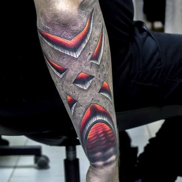 50 3D Unterarm Tattoos für Männer - dreidimensionale Design-Ideen  