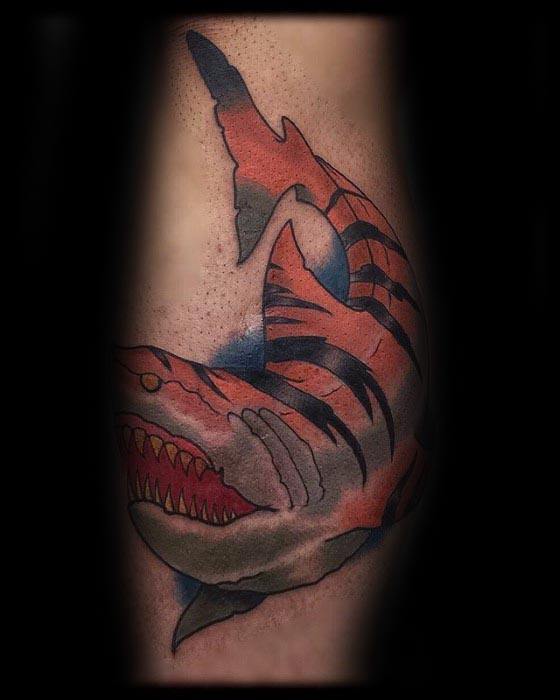 50 Tiger Shark Tattoo Designs für Männer - Sea Tiger Ink Ideen  