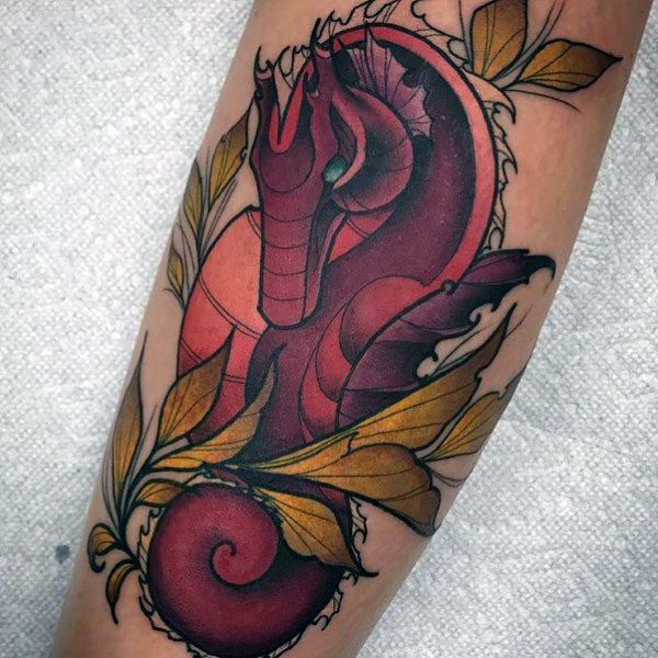 60 Seahorse Tattoos für Männer - nautische Design-Ideen  