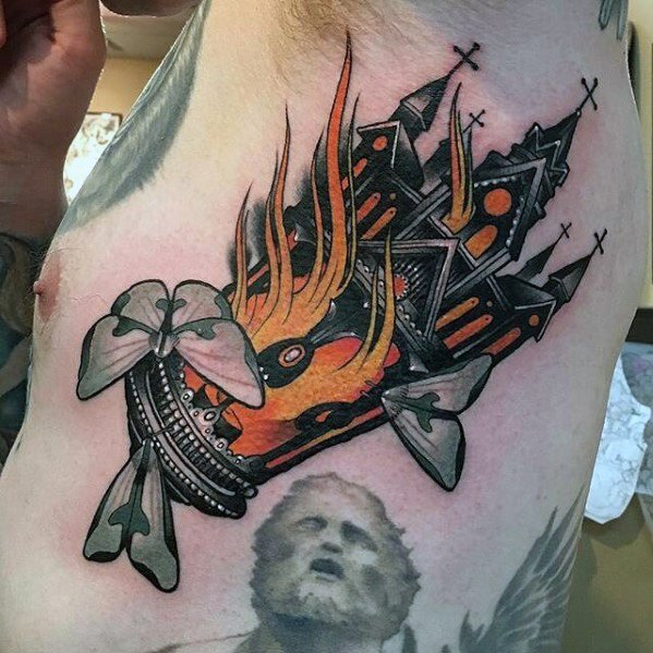 60 brennende Kirche Tattoo Designs für Männer - flammende Tinte Ideen  