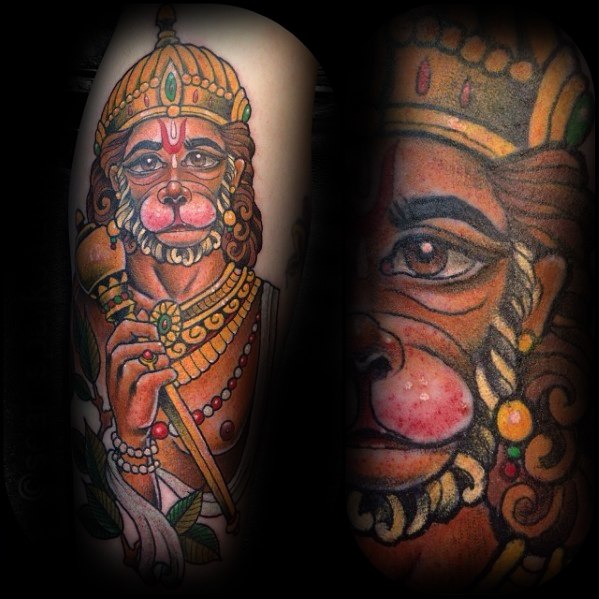 60 Hanuman Tattoo Designs für Männer - Hinduismus-Tinten-Ideen  