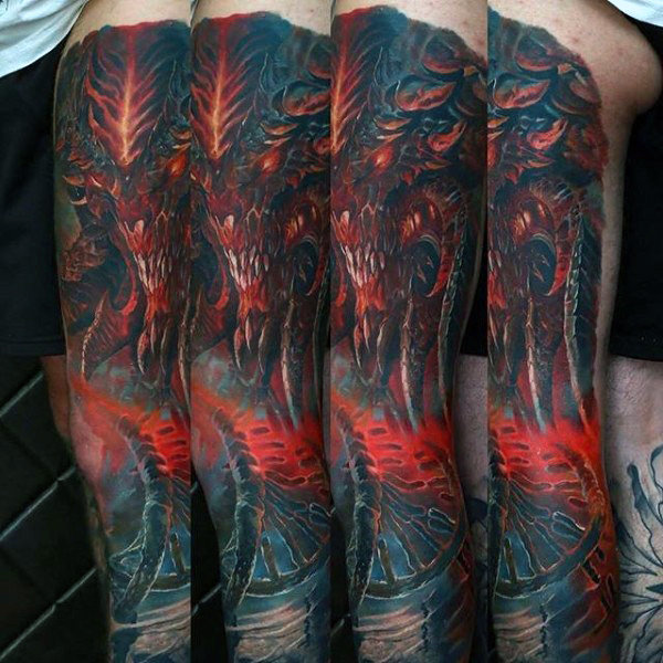 90 Dämon Tattoos für Männer - Devilish Exterieur Design-Ideen  