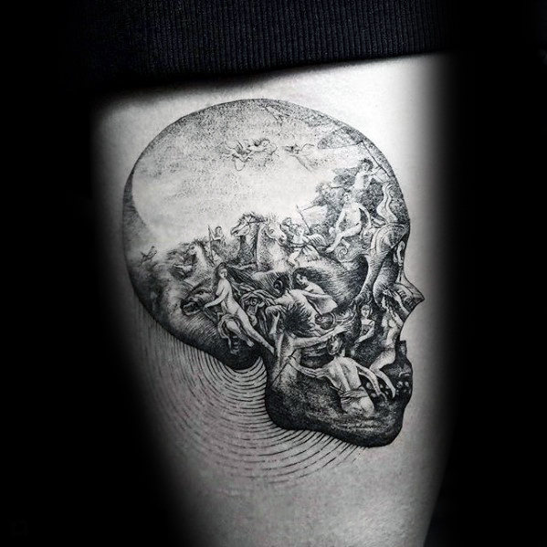 50 3D Skull Tattoo Designs für Männer - Cool Cranium Ink Ideen  