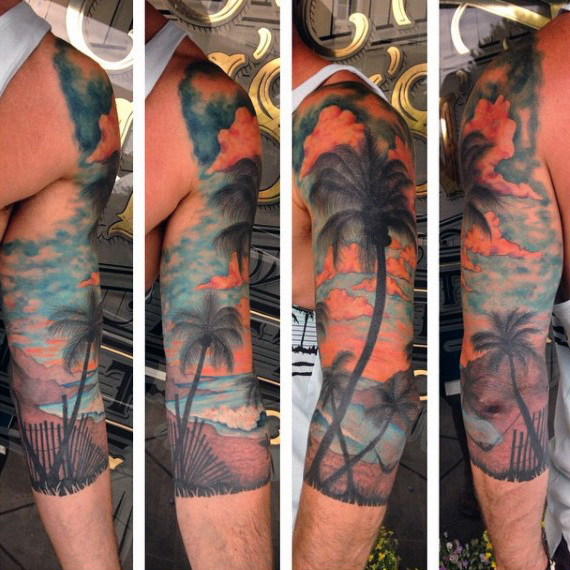 75 Strand Tattoos für Männer - Serene Sandy Shore Designs  