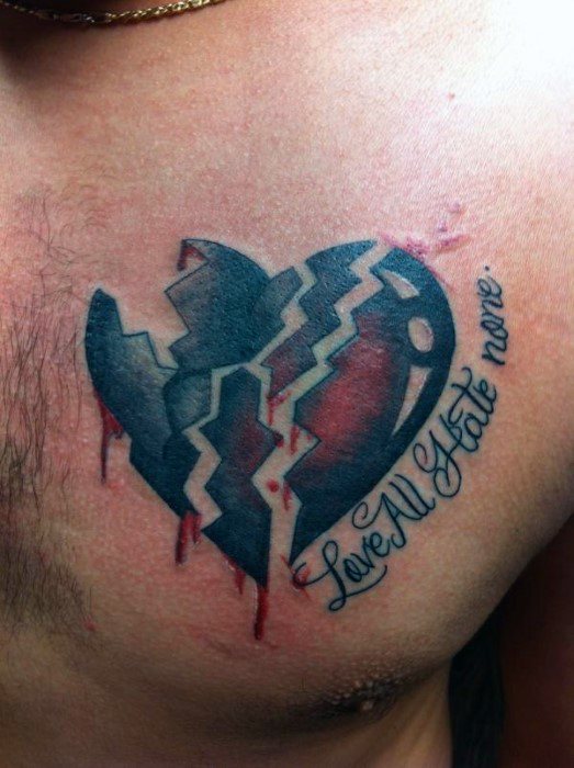 40 gebrochenes Herz Tattoo Designs für Männer - Split Ink Ideen - Mann