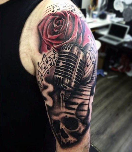 90 Mikrofon Tattoo Designs für Männer - Manly Vocal Ink  