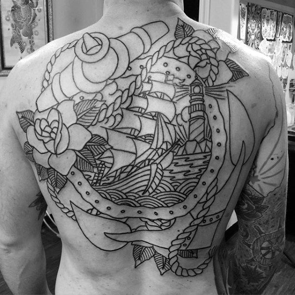 100 nautische Tattoos für Männer - Slick Seefahrt Design-Ideen  