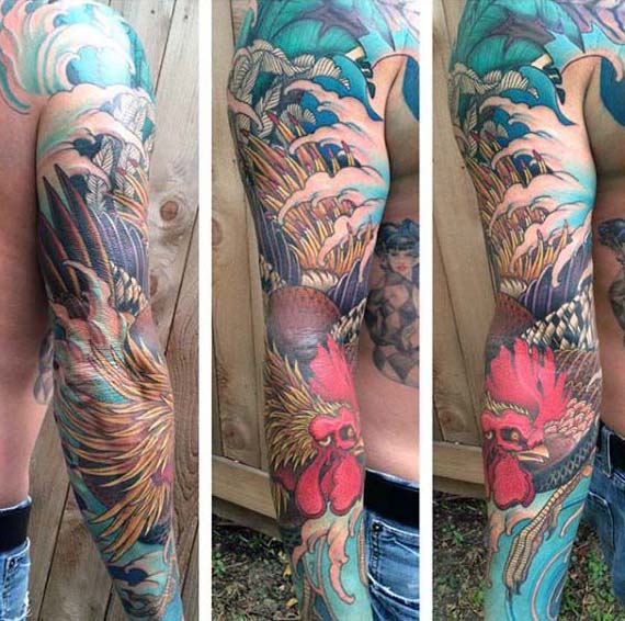 100 Hahn Tattoo Designs für Männer - Break Of Dawn Ink Ideen  