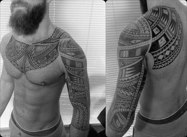 40 polynesische Ärmel Tattoo Designs für Männer - Tribal Ink Ideen  