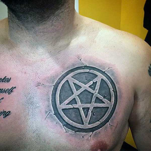 50 Pentagramm Tattoo-Designs für Männer - fünf Spitzen Star Ideen  