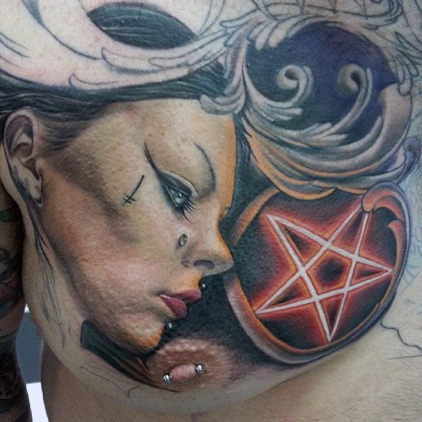 50 Pentagramm Tattoo-Designs für Männer - fünf Spitzen Star Ideen  