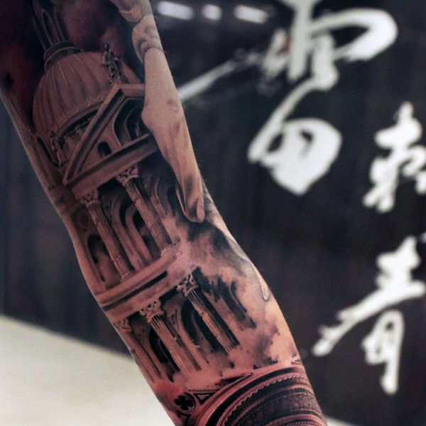 90 Building Tattoos für Männer - Architektur Ink Design-Ideen  