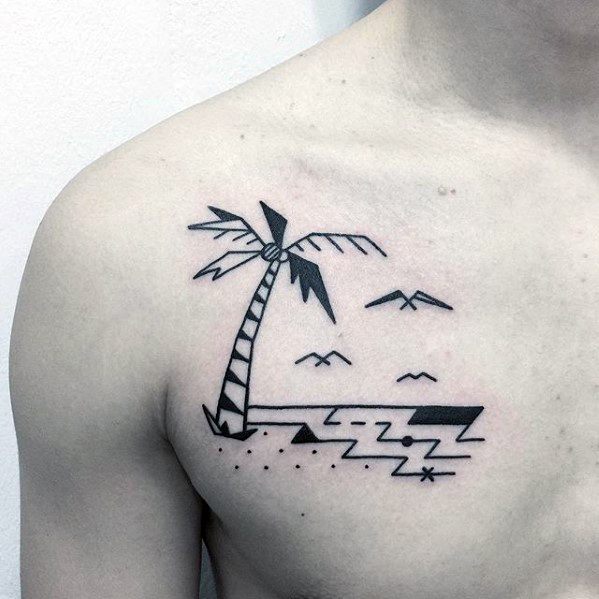40 kleine Strand Tattoos für Männer - Seashore Design-Ideen  
