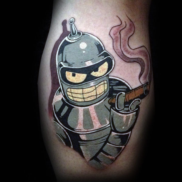 40 Bender Tattoo Designs für Männer - Futurama Robot Ink Ideas  