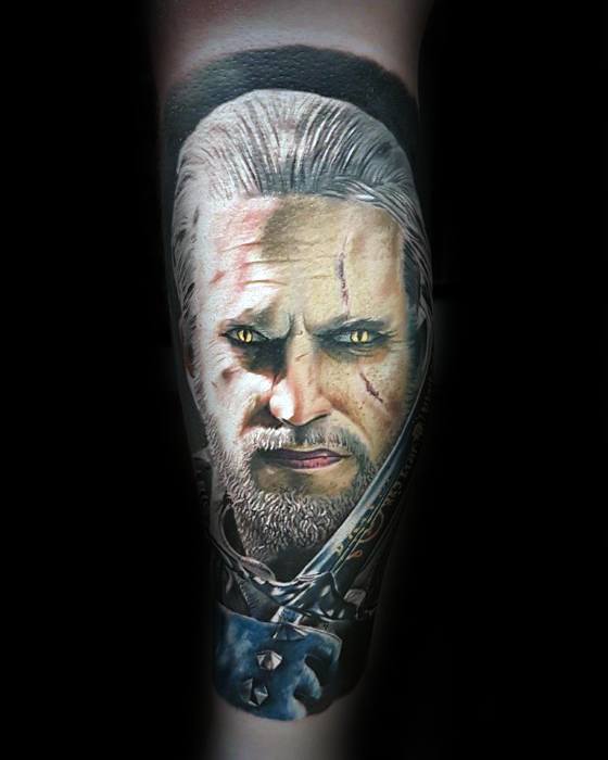 60 Witcher Tattoo Designs für Männer - Videospiel-Tinten-Ideen  