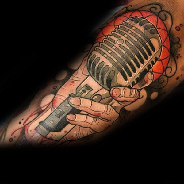90 Mikrofon Tattoo Designs für Männer - Manly Vocal Ink  