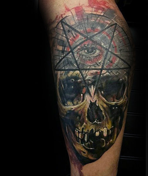 50 Pentagramm Tattoo-Designs für Männer - fünf Spitzen Star Ideen  