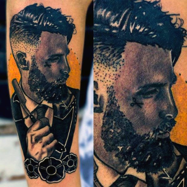 100 Barber Tattoos für Männer - Maskulin Design-Ideen  