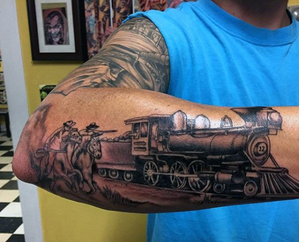 70 Zug Tattoos für Männer - männliche Eisenbahn-Designs  