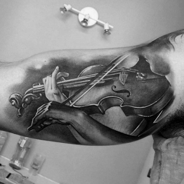 50 Violine Tattoo Designs für Männer - Musik Instrument Tinte Ideen  