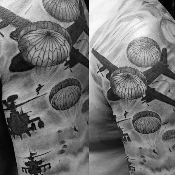 30 Fallschirm Tattoo Designs für Männer - Sky Diving Ink Ideen  