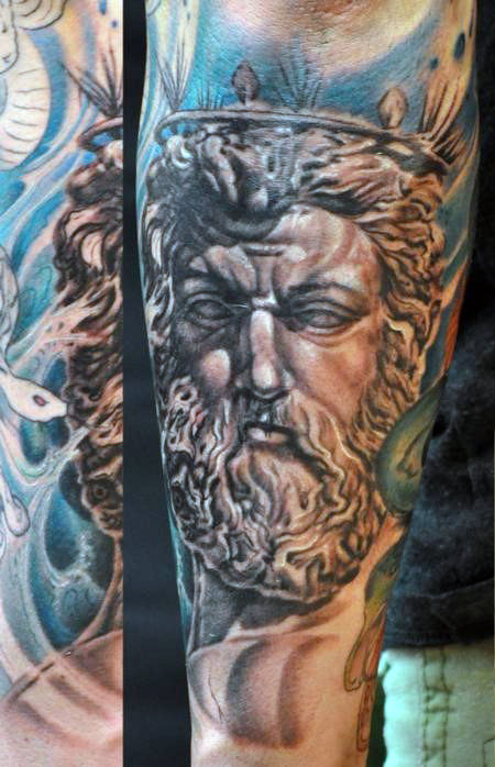 30 Poseidon Tattoo Designs für Männer - griechischer Gott des Meeres  