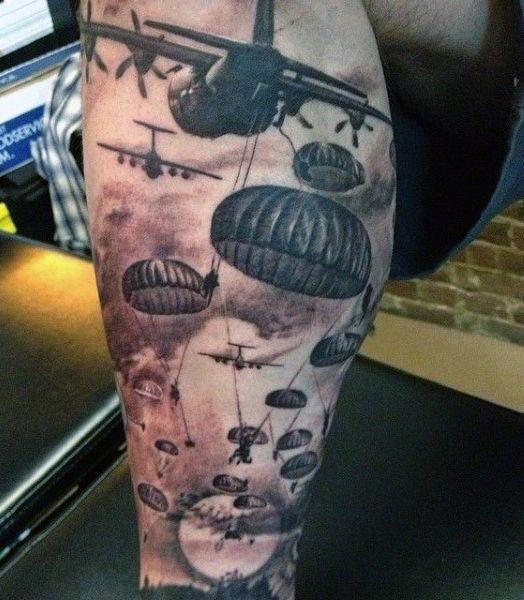 30 Fallschirm Tattoo Designs für Männer - Sky Diving Ink Ideen  