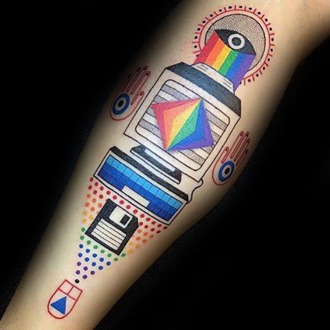 50 Computer Tattoo Designs für Männer - Technologie Tinte Ideen  