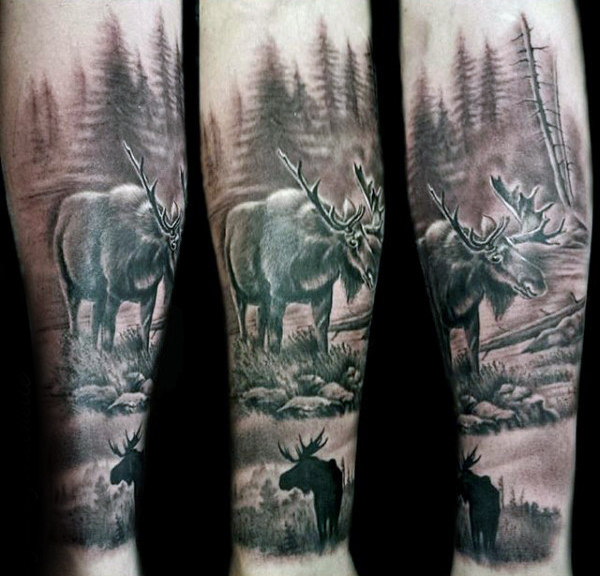 60 Moose Tattoo Designs für Männer - Geweih-Tinten-Ideen  